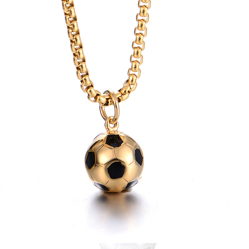 Punk Hip Hop Football Pendant Necklace for Men