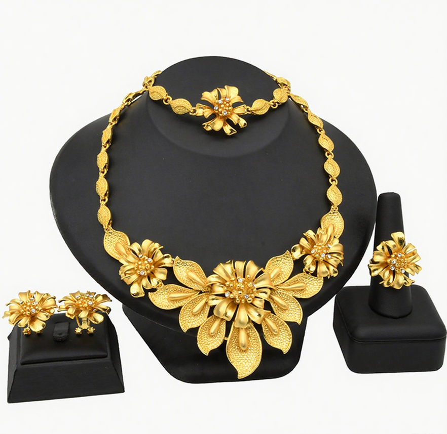 Fashionable Wedding Water Drop Designs Necklace, Bracelets, Earrings &amp; Ring Jewelry Set