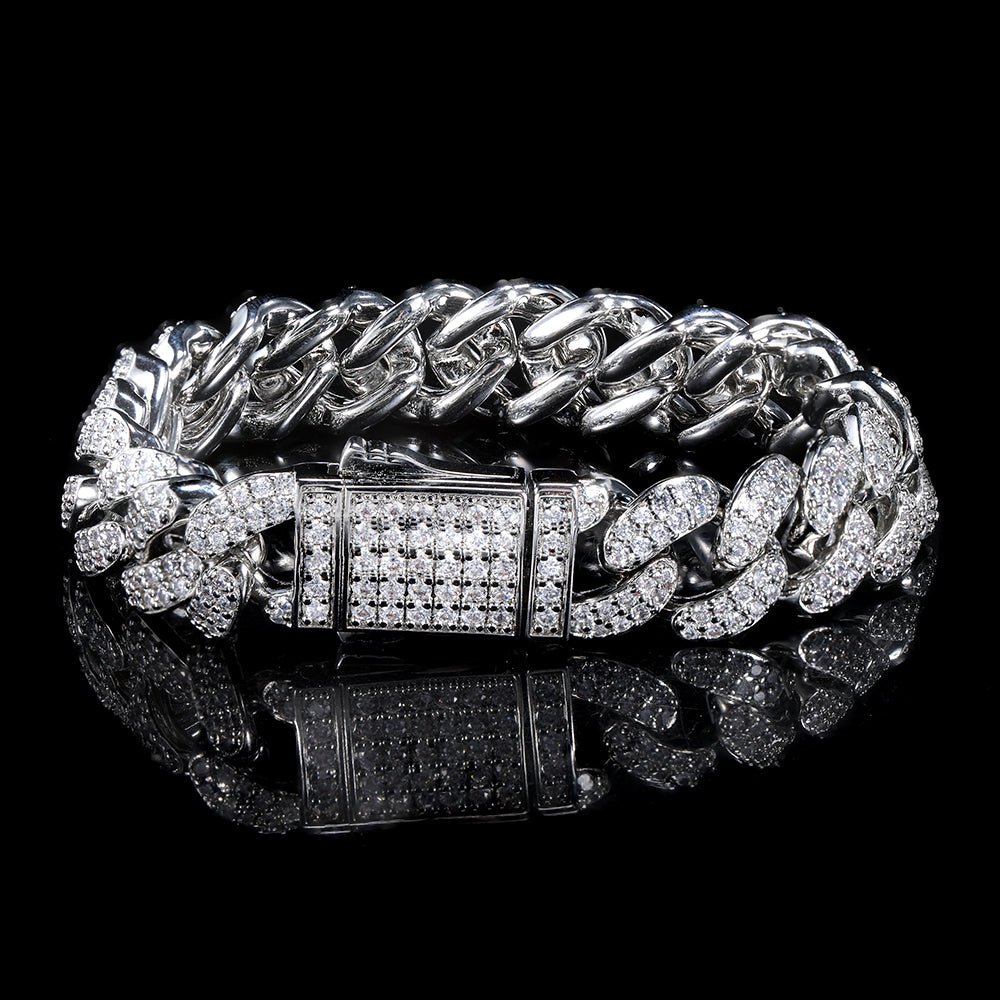12mm Iced Out CZ Cuban Bracelet 14k Gold Plated