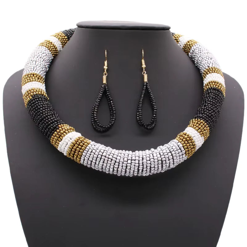 Ethnic Style Bohemia Necklace Earrings Fashion Jewelry Set
