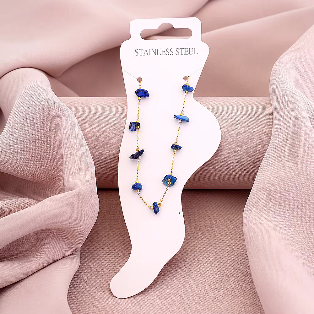 Non-Fade Stainless Steel Stone Anklet