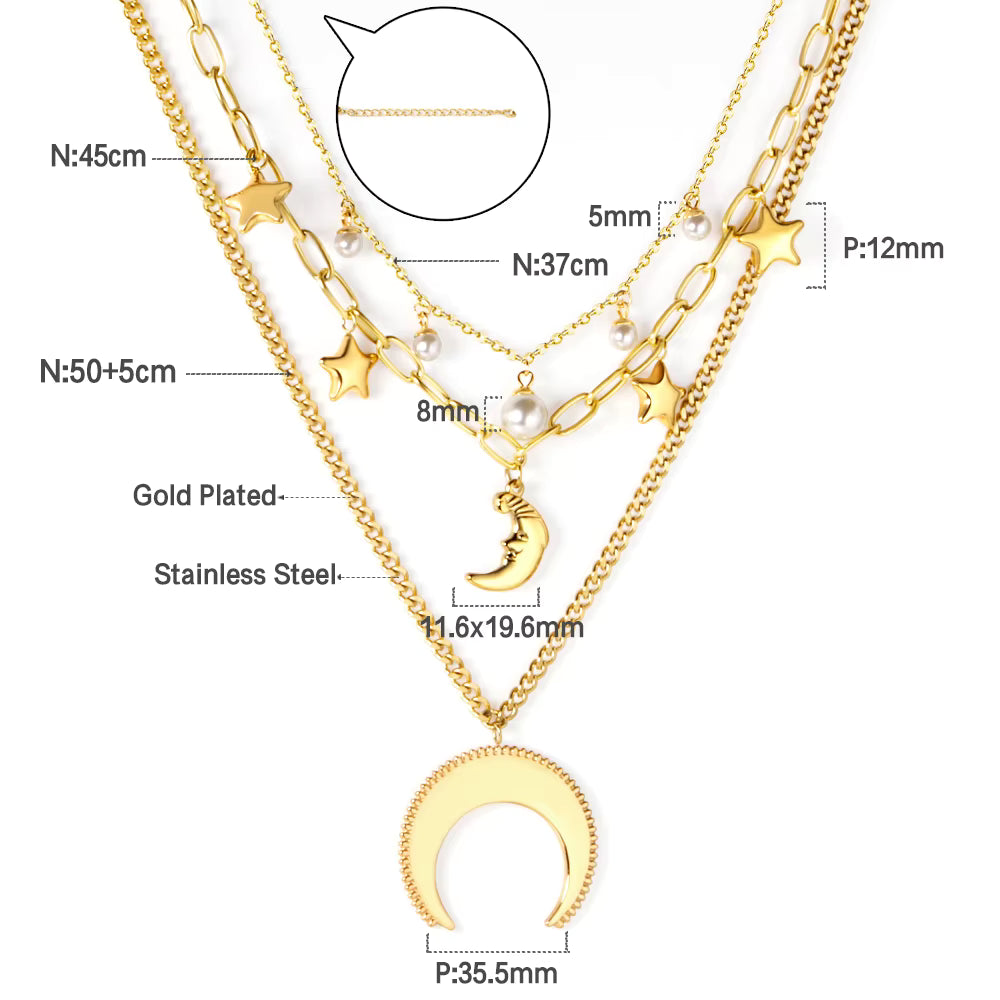 High Quality Jewelry 18k Gold Plated Layered Necklace