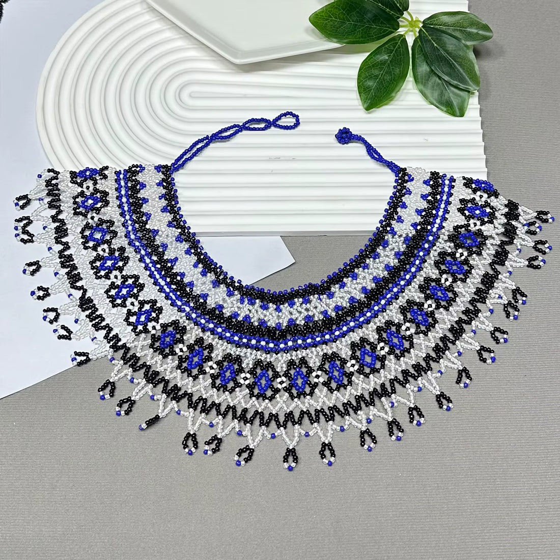 Boho/African Handcrafted bib or collar necklace