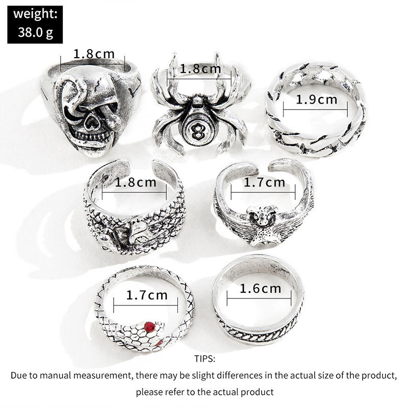 2023 Gothic Skeleton Butterfly Frog Unisex Ring Set