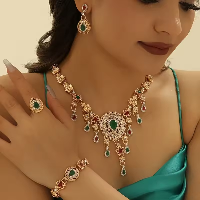 5 PCS Women's Metal Jewelry Set for Wedding & Parties
