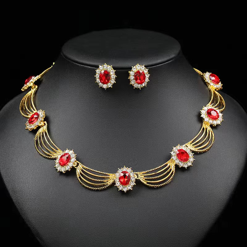 Luxury Gold & Crystal Rhinestone Jewelry Set for Women