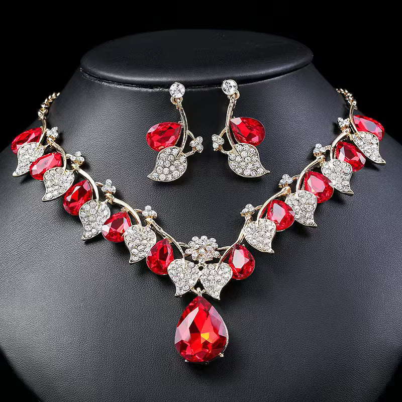 3pcs Luxury Gemstone Necklace & Earring Set